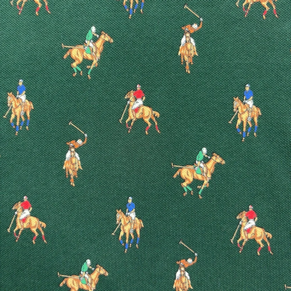 Polo Ralph Lauren Mesh Polo Shirt Mens XL Green Allover Pony Embroidery NWT